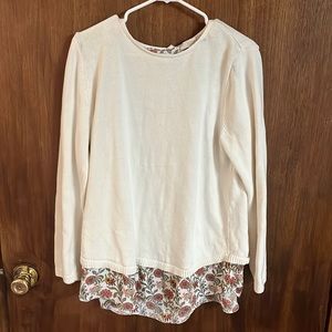 Loft Mixed Media Sweater with tie and fly-away details